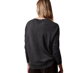 InWear Wool Blend Charcoal Crewneck Pullover Sweater high-low Hemline